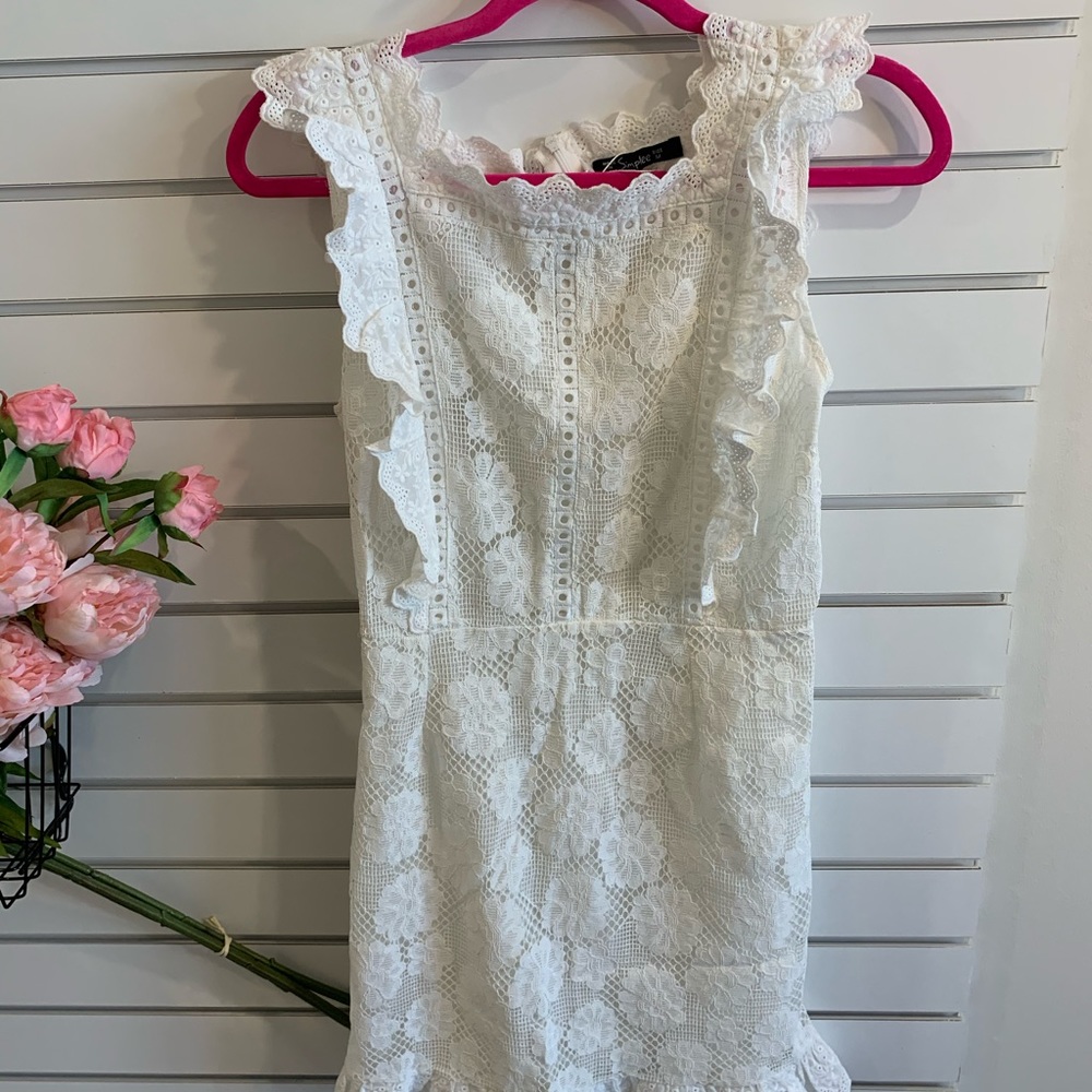 White eyelet lace mini dress - Picture 13 of 13